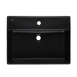 Lavabo 60,5 x 46,5 cm - noir mat - avec trop-plein - 1 trou de robinetterie - SAT Infinitio