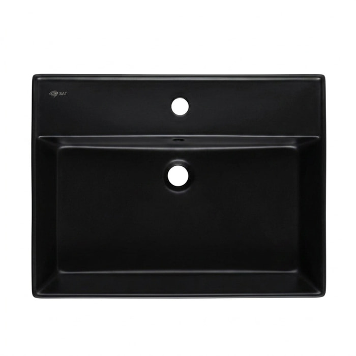 Lavabo 60,5 x 46,5 cm - noir mat - avec trop-plein - 1 trou de robinetterie - SAT Infinitio