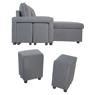 Canapé d'angle convertible TONY 3 places gris chiné