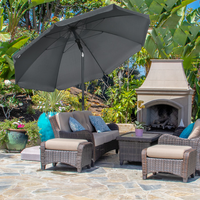 Sombrilla de Playa Grande Ø180 cm Sombrilla de Terraza Exterior con Ángulo Ajustable Protección UV50+ Impermeable Mástil de Ø32 mm Gris Oscuro
