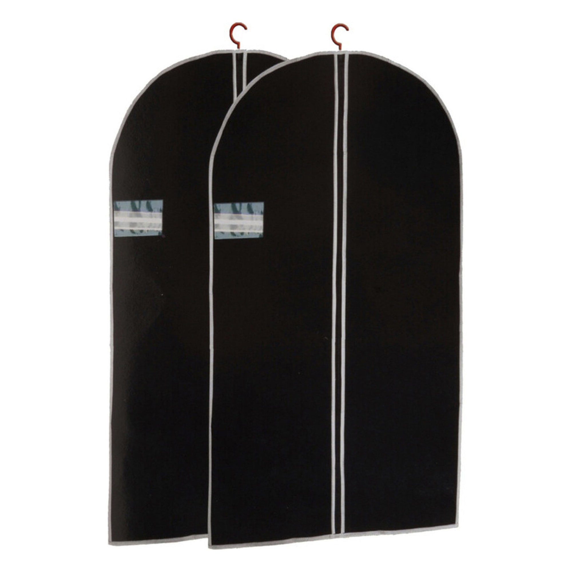 Well home juego de 2 cubrevestidos de tnt 45g, tamaño 60x150cm, negro con cremallera y ventana pe