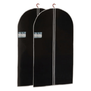 Well home juego de 2 cubrevestidos de tnt 45g, tamaño 60x150cm, negro con cremallera y ventana pe