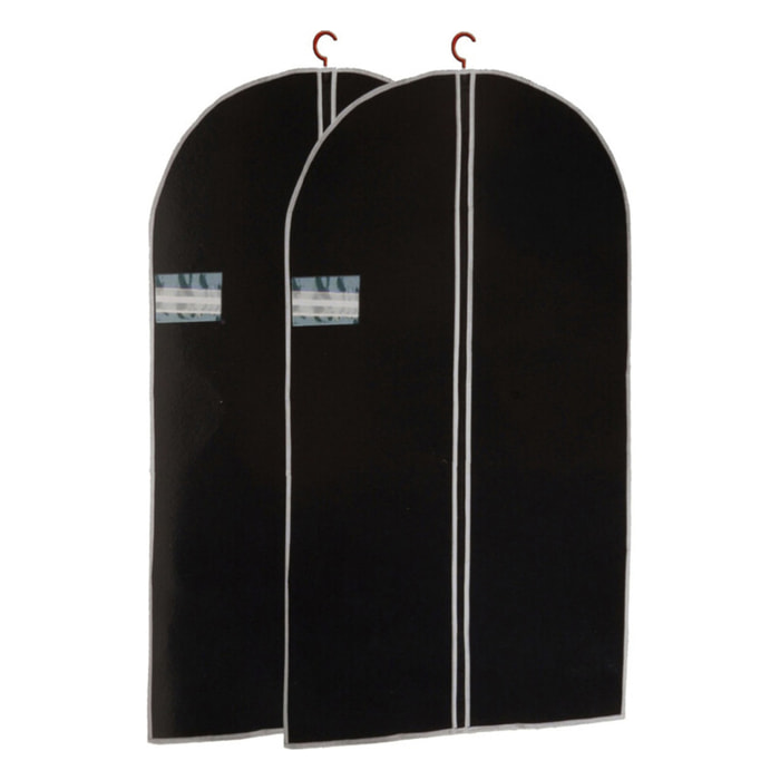 Well home juego de 2 cubrevestidos de tnt 45g, tamaño 60x150cm, negro con cremallera y ventana pe