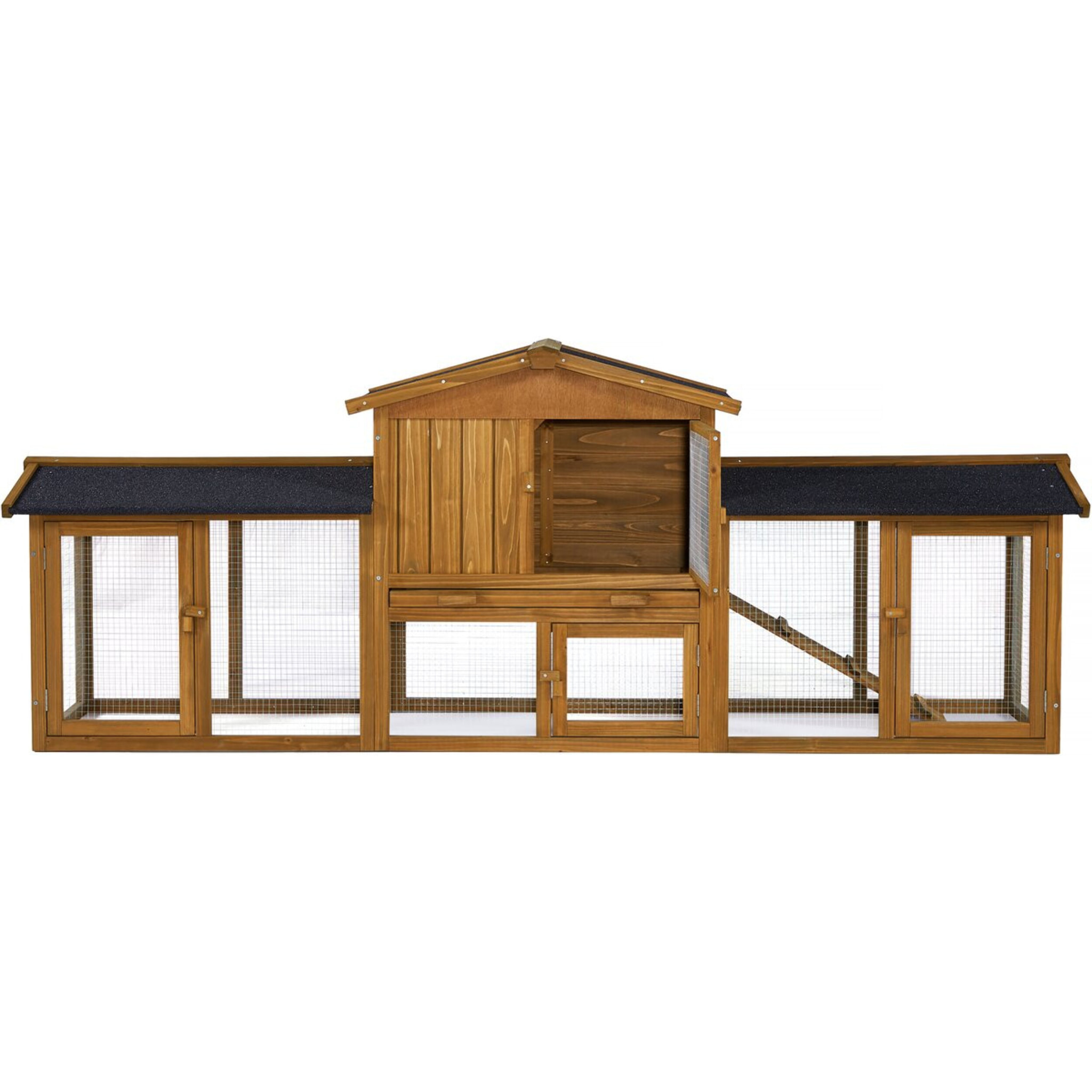 Clapier pour lapin avec 1 étage en bois "Galina" - 224 x 53 x 84 cm - Marron