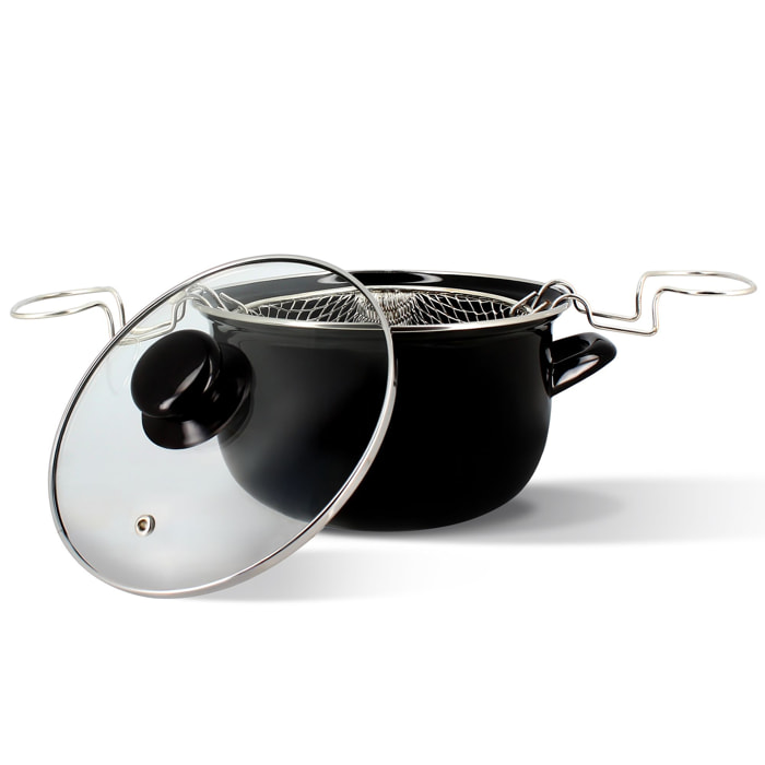 Friteuse en acier émaillé noir 20cm