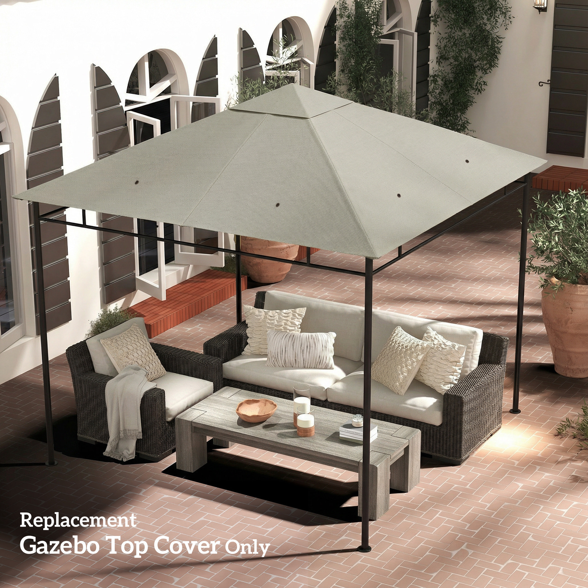 Toile de rechange barnum tonnelle 3 x 3m polyester haute densité 180g/m² revêtement PA anti-UV gris clair