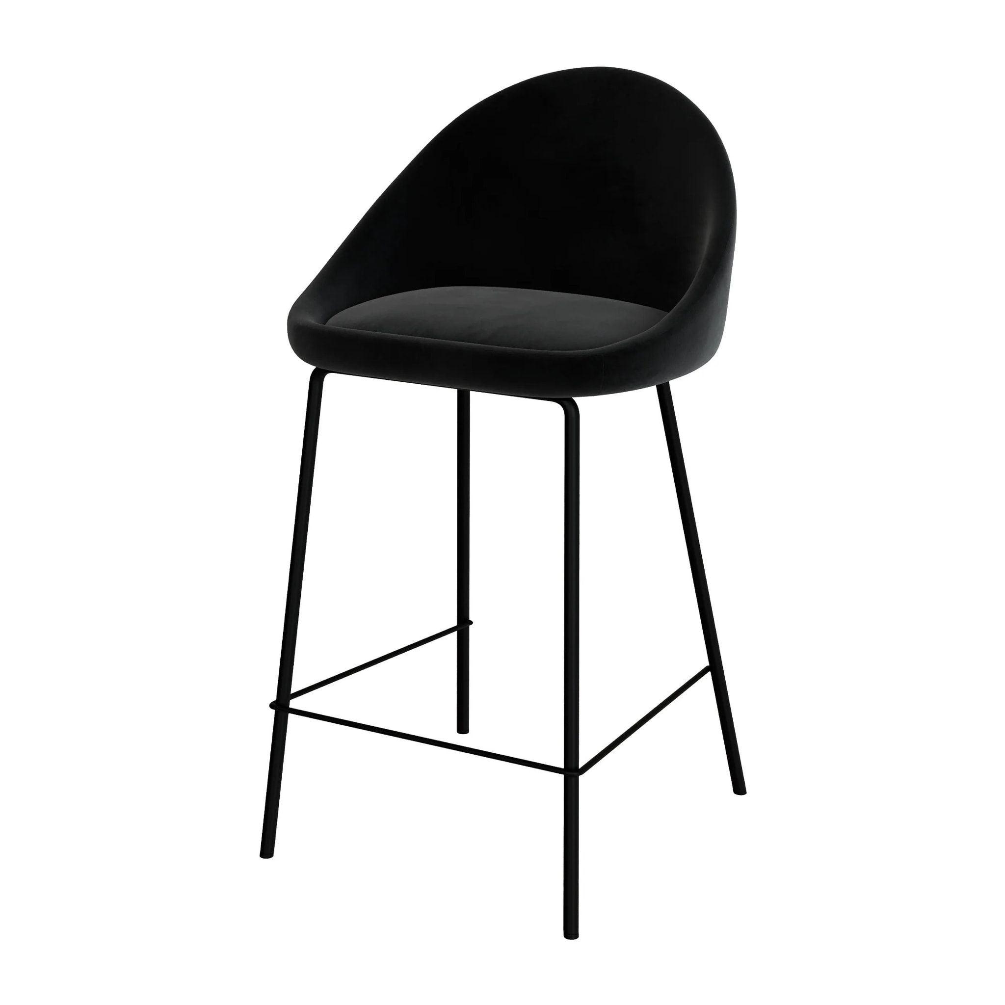 Lot de 2 chaises pour îlot central 65 cm en velours noir - Misty