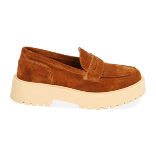 Mocassini cognac in camoscio