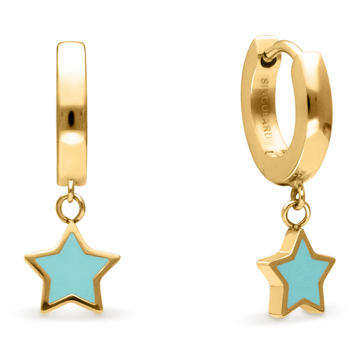 Pendientes Aro Star Sky Acero Baño Oro