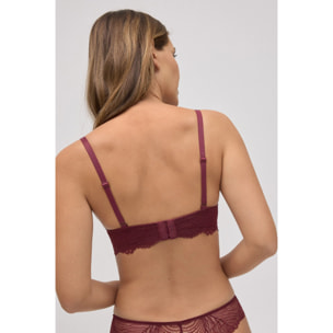 Reggiseno push-up in pizzo bordeaux, coppa B