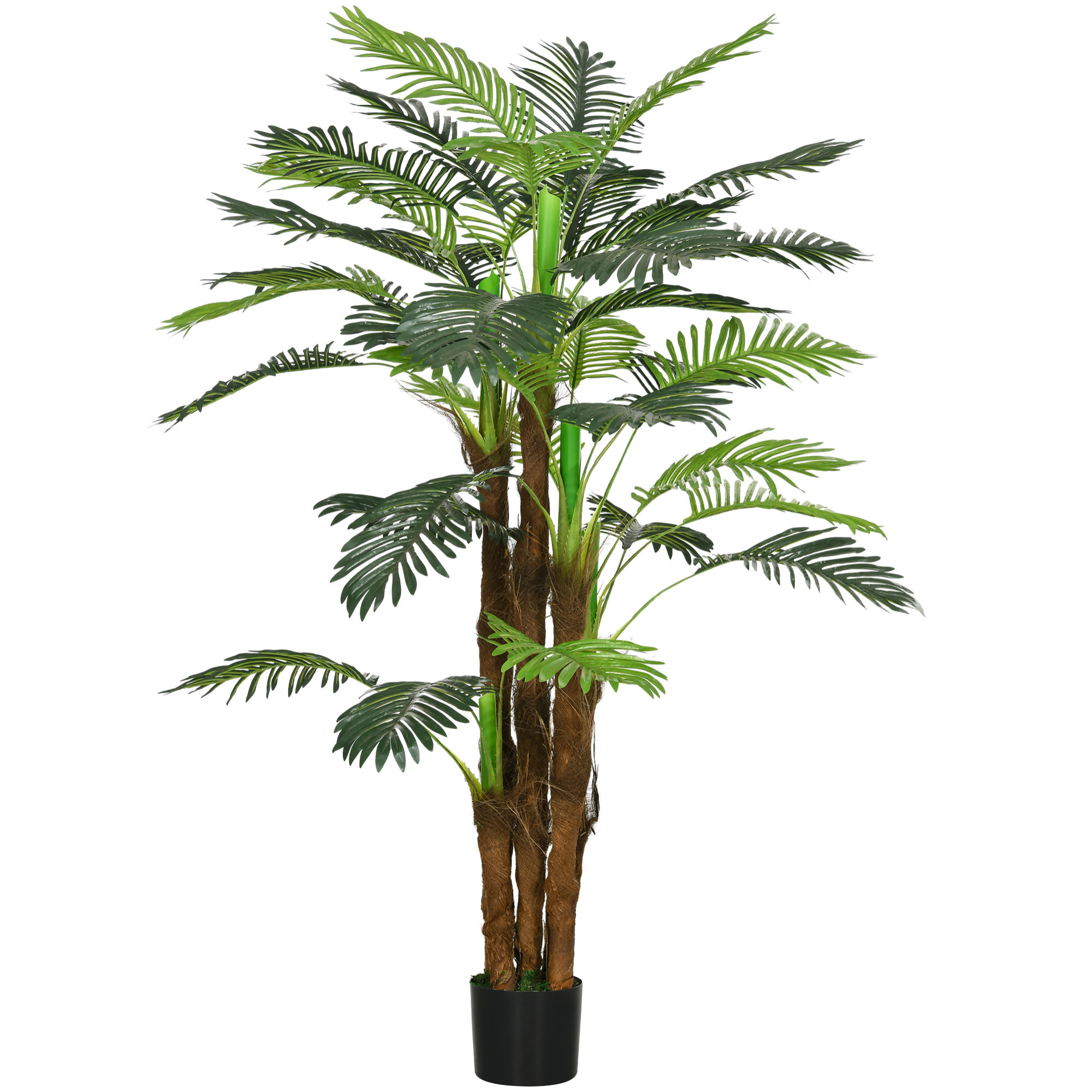 Palmier artificiel H.1,6 m arbre artificiel tronc branches lichen feuilles grand réalisme pot inclus