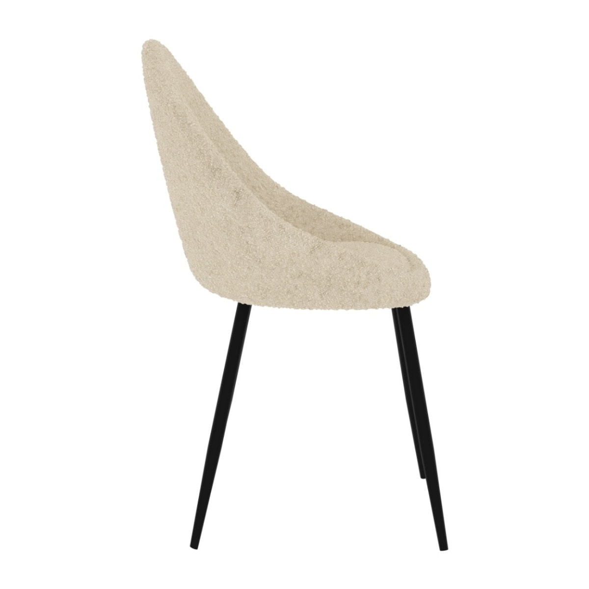 Lot de 2 chaises en tissu bouclé blanc cassé - Rona