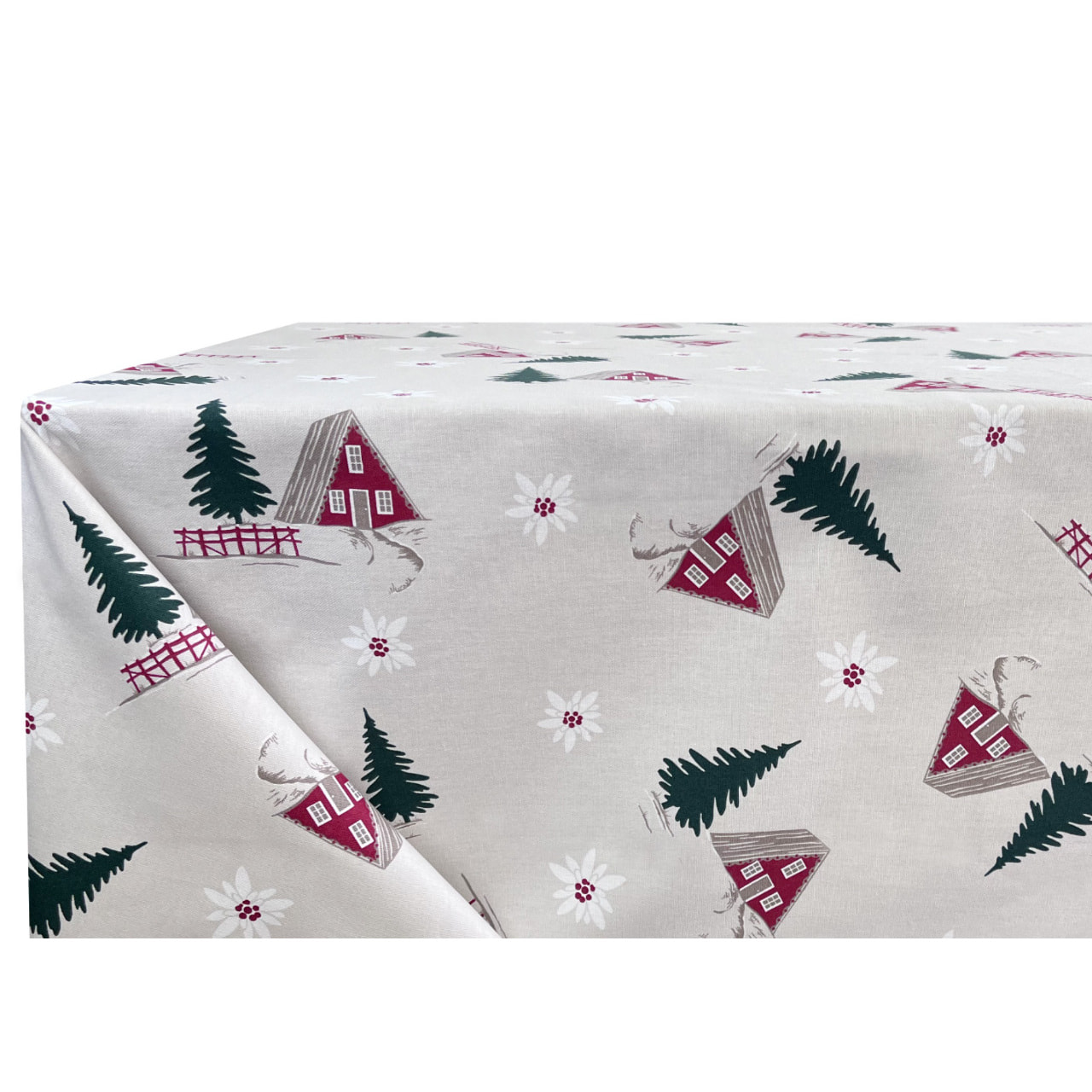 Tovaglia Natalizia in 100% Cotone Made In Italy Fantasia Chalet
