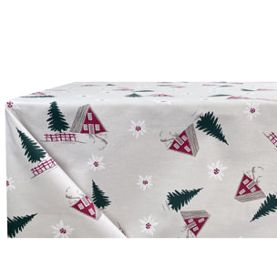 Tovaglia Natalizia in 100% Cotone Made In Italy Fantasia Chalet