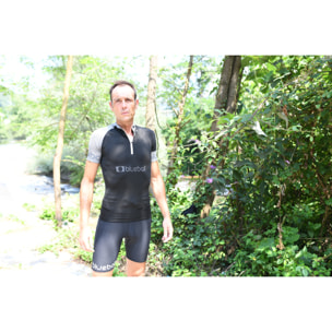 MAGLIA DA CORSA A COMPRESSIONE A MANICHE CORTE DA UOMO BLUEBALL IN NERO E GRIGIO