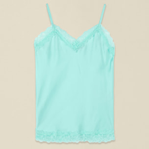 Oltre - Top lingerie in raso e pizzo - Verde acqua