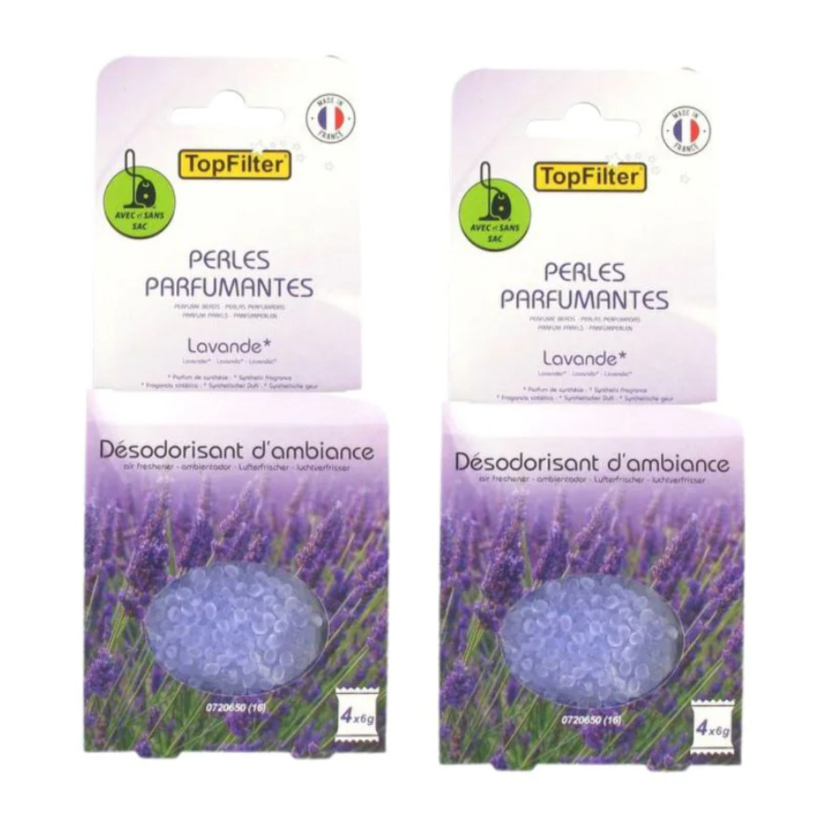 Lot de 2 x 4 Sachets de granulés de parfum pour aspirateur à l'odeur Lavande TopFilter