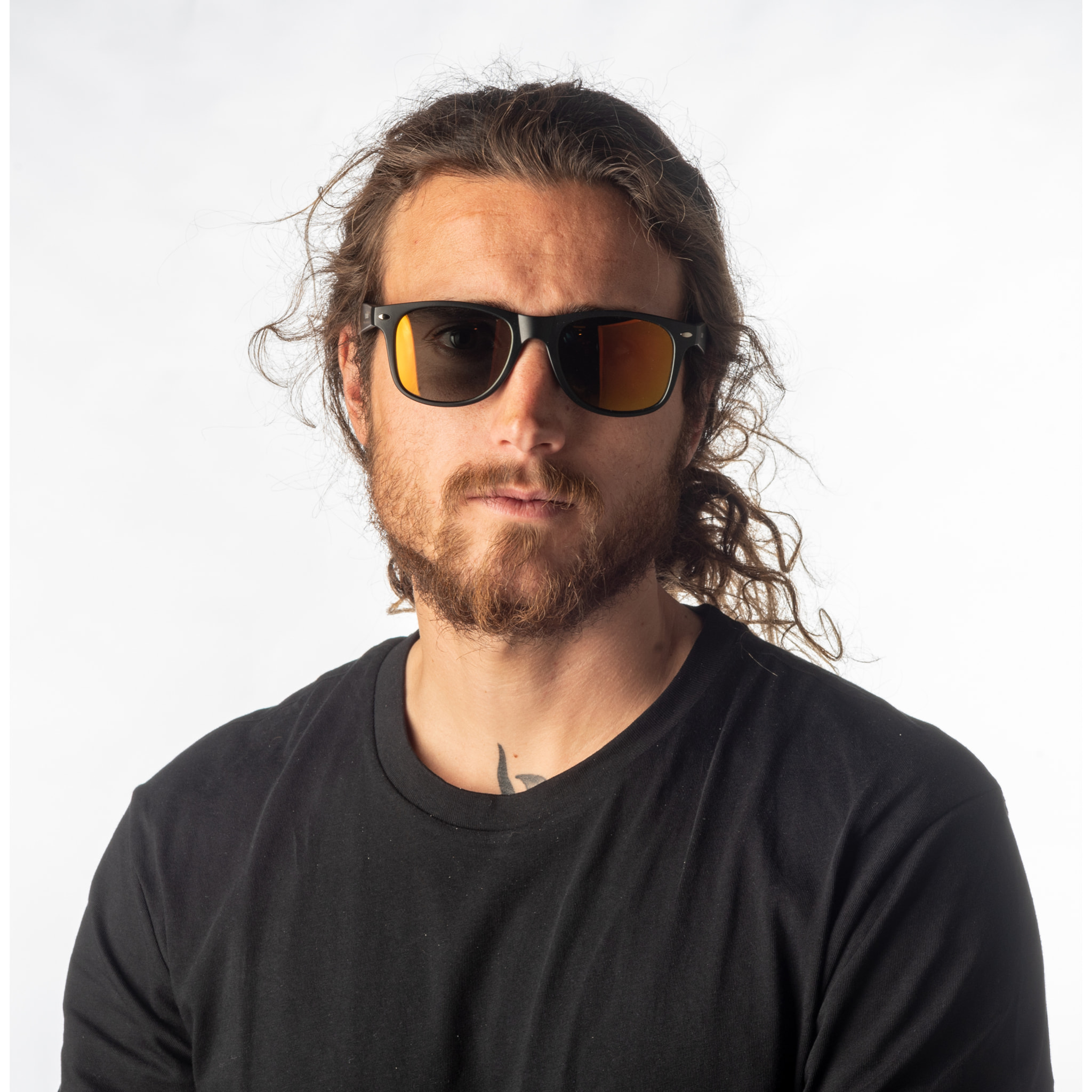 Gafas de sol OCEAN BEACH WAYFARER - Negro mate con iridio naranja
