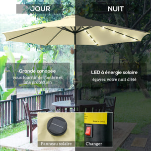 Parasol de jardin inclinable LED dia.265x233cm beige