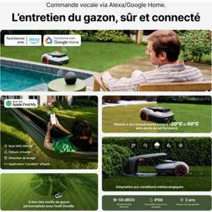 Robot tondeuse NAVIMOW i210 LiDAR Pro - sans fil périphérique ni antenne, 3 roues motrices, Pentes 55%, NRTK, 1000 m²