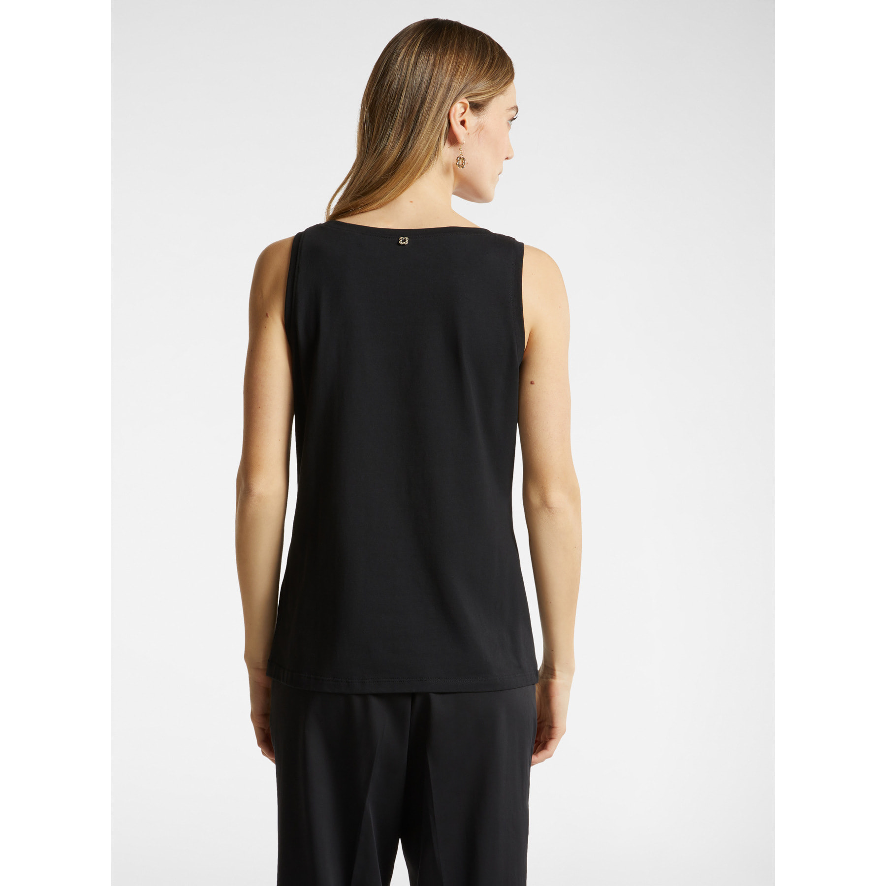 Elena Mirò - Top con cadena de strass - Negro
