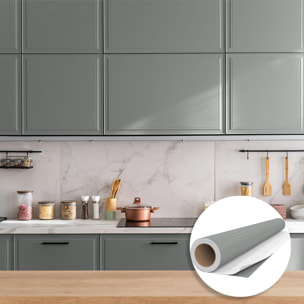 Rouleau adhésif décoratif Vinyle au Mètre - Gris tourterelle - Sticker Lavable Imperméable Mur Cuisine Meubles