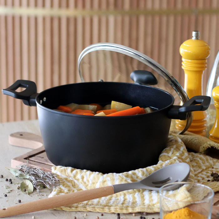 Faitout antiadhésif en aluminium noir 24cm - tous feux FIRST