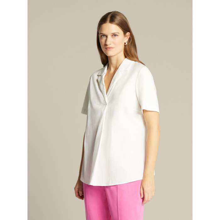 Elena Mirò - T-shirt con colletto e revers - Bianco