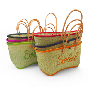 Panier artisanal de Madagascar - Soleil GM Rouge