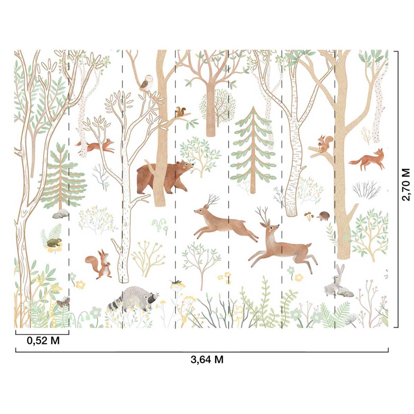 Papier peint bois animaux chambre bébé Intissé