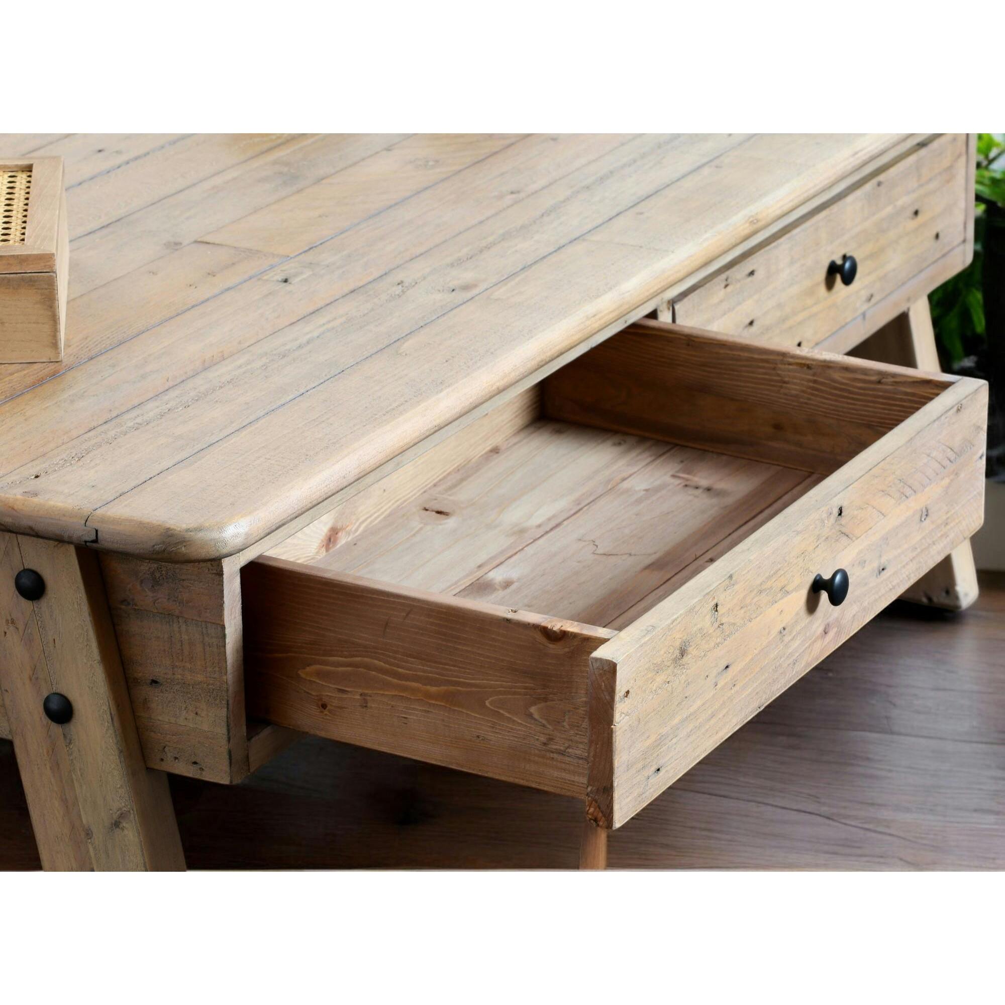 Table basse en bois recyclé avec tiroirs SALERNE