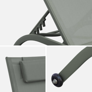 Bain de soleil acier multi positions avec coussin et roulettes (lot de 2) ONA