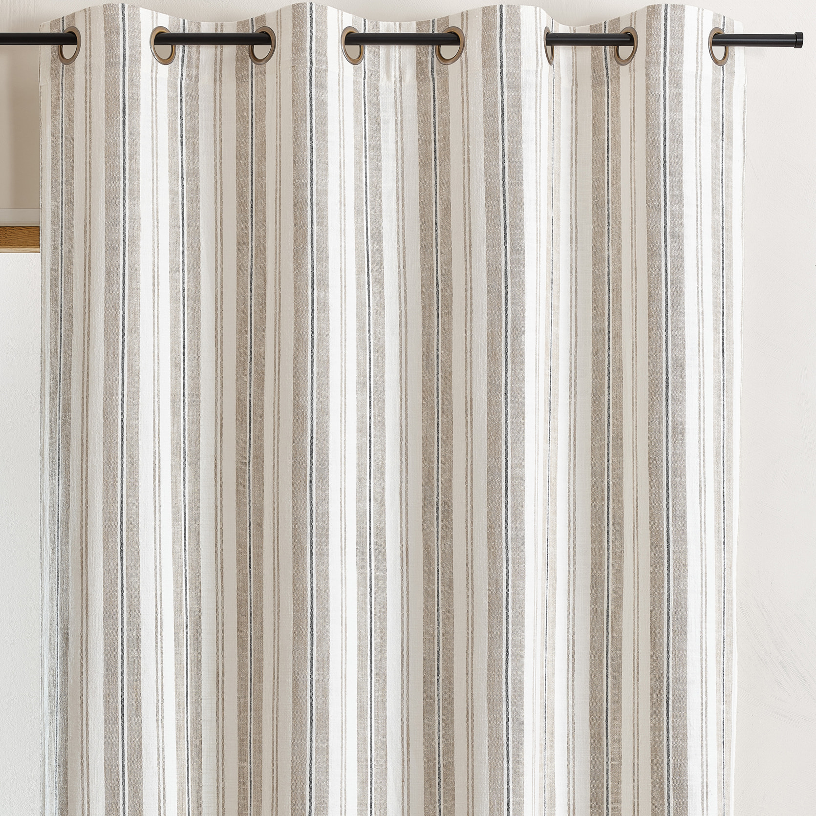 Rideau 100% coton rayures tapissier LOURMARIN - Beige