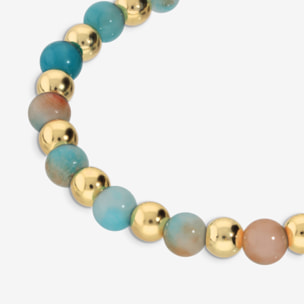 Bracciale Elastico con Giada Blu e Bead Lucide