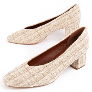 Zapato De Tacón - Beige - Altura: 4 Cm