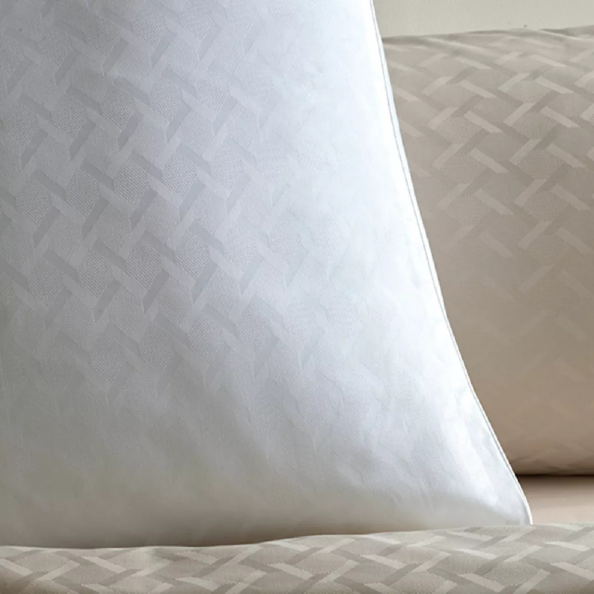 Taie d'oreiller satin de coton motif jacquard blanc Adagio blanc