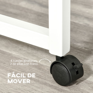 Escritorios Apilables Conjunto de 2 Mesas Escritorio para Ordenador Portátil con Ruedas 2 Cajones para Oficina 100x36x88 cm Blanco