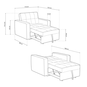 Sofá cama 1 plaza Soren Gris