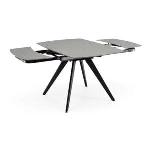 Tavolo allungabile LAVEZZI in ceramica, finitura pietra grigio e gambe in metallo nere - 120×80x78 – 180×80x75 cm