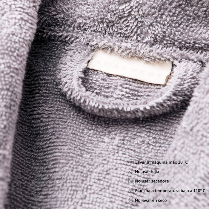 Albornoz s-m 100%algodón 360gsm gris con ribetes azules scalpers home