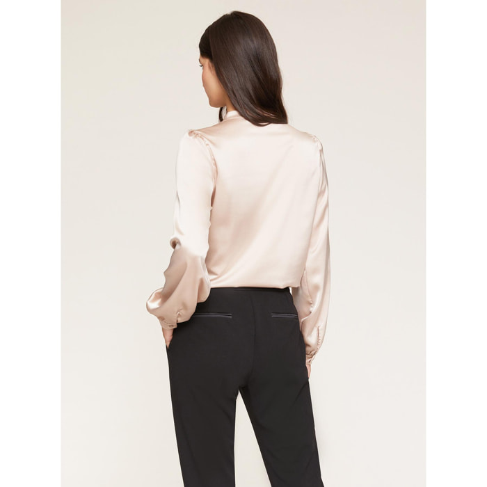 Motivi - Blusa de raso con pliegues - Beige