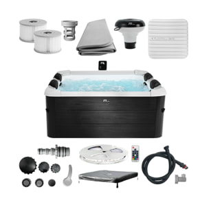 Spa rigide 6 places 180cm carré gris hydromassages, 4 coussins + bâche incluse OSLO PLUS AERO