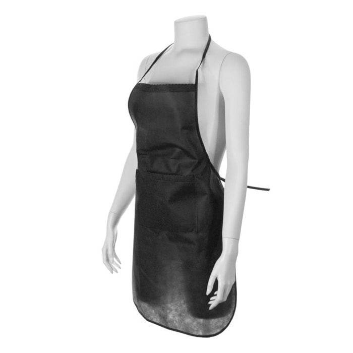 Chef, grembiule con tasca frontale e nastri regolabili. Tagliato sopra il ginocchio.