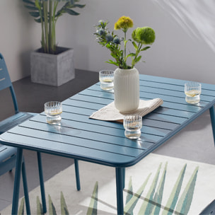 Ensemble table et chaises bleu 4/6 places  - EVORA