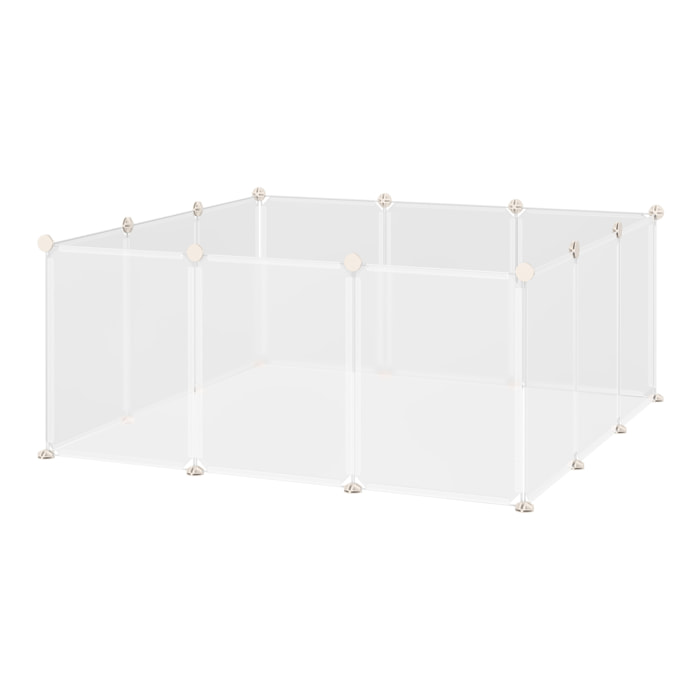 Cage parc enclos modulable petits animaux - dim. 105L x 105l x 45H cm - 12 panneaux résine PP opaque