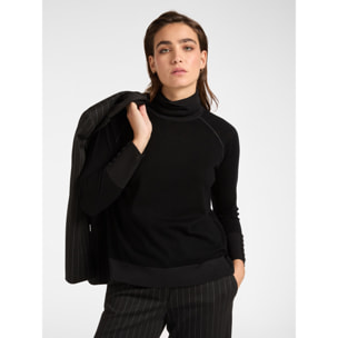 Elena Mirò - Suéter de cuello alto de tacto suave - Negro