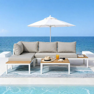 Salon de jardin 3-4 places avec table basse blanc et gris CANEE