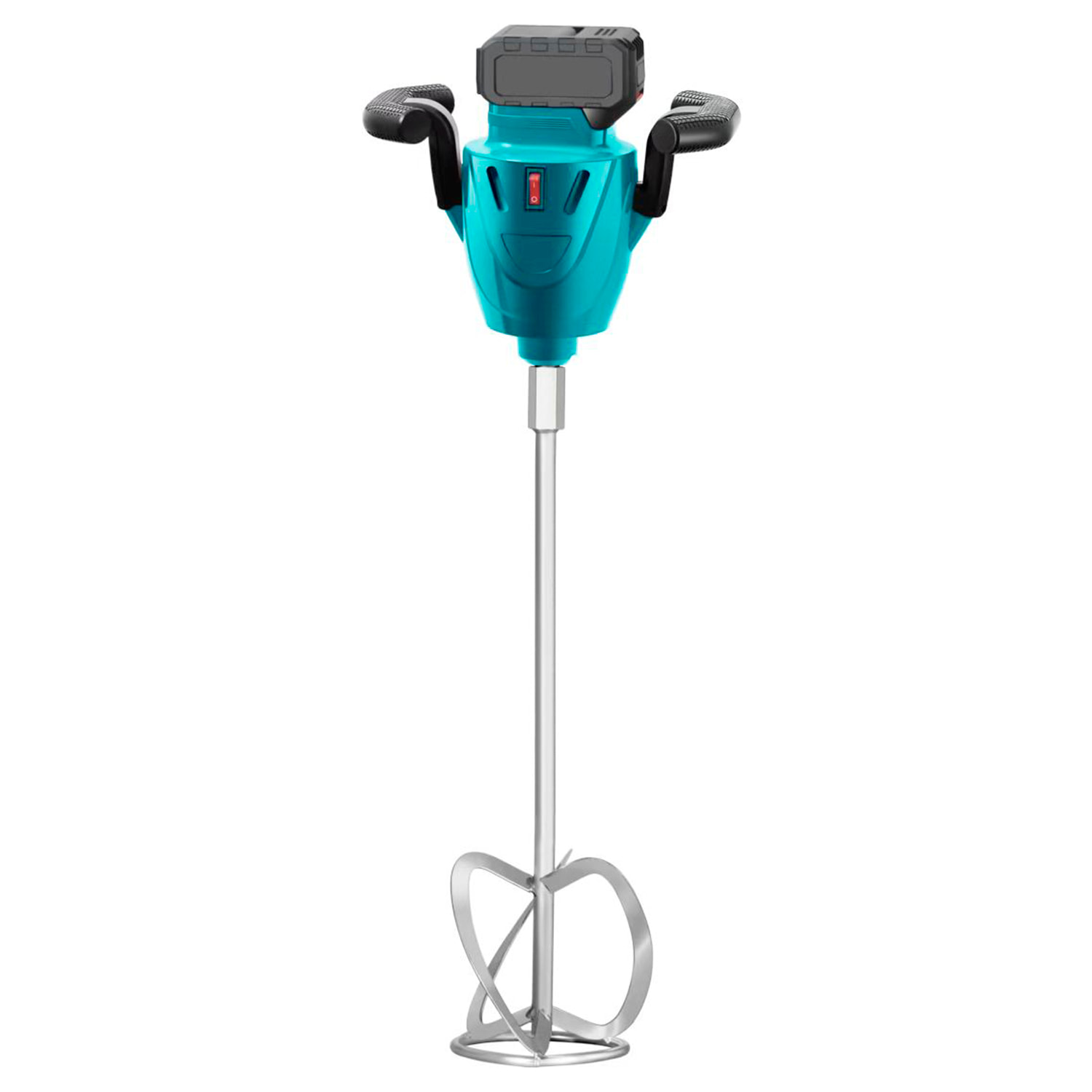 Trapano elettrico per terra da 20V con motore senza spazzole. Due batterie da 15.000 mAh, 2 punte da 40/60 mm e miscelatore incluso.