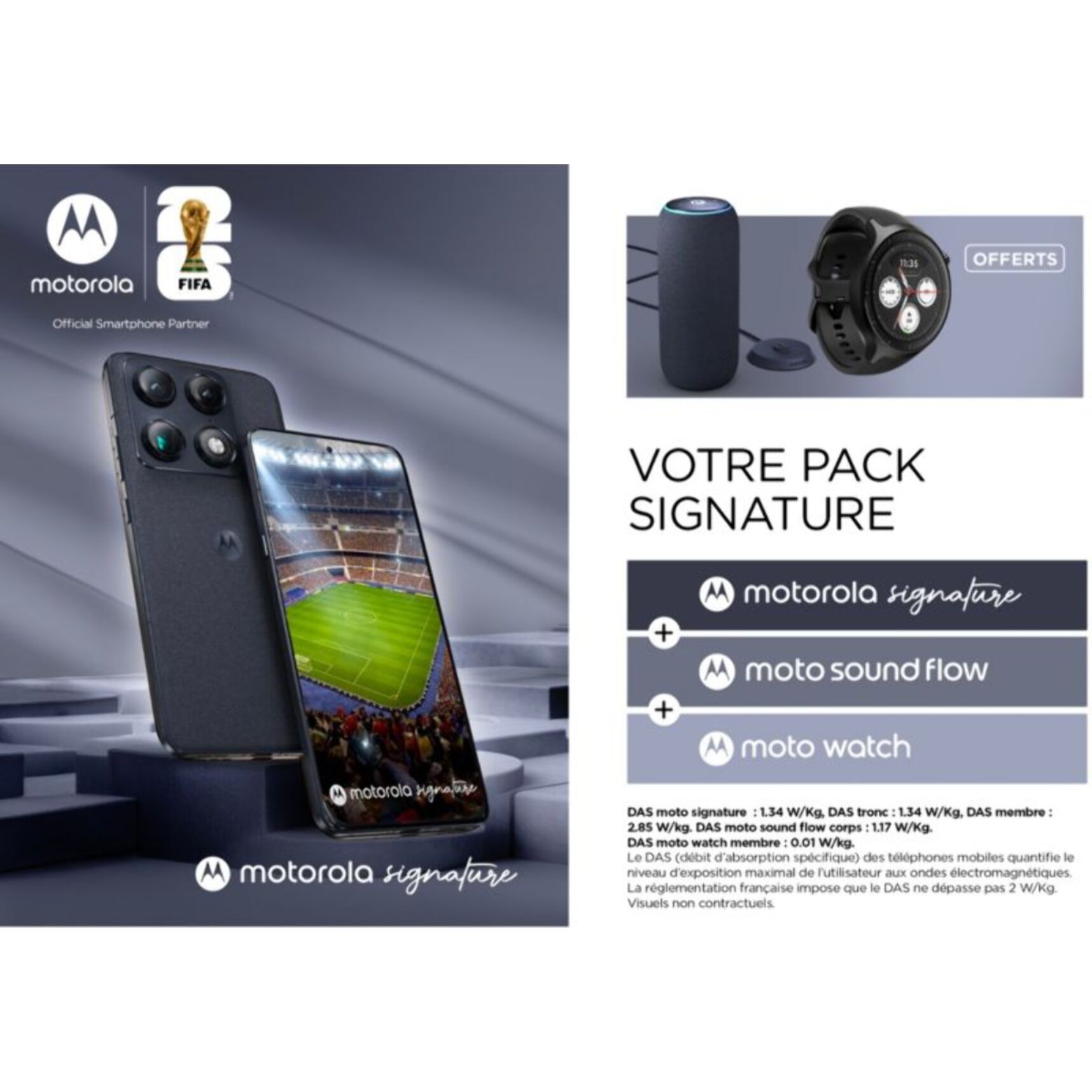 Smartphone MOTOROLA Pack Signature 5G 512Go Bleu + Moto Sound Flow + Watch Motorola Noir