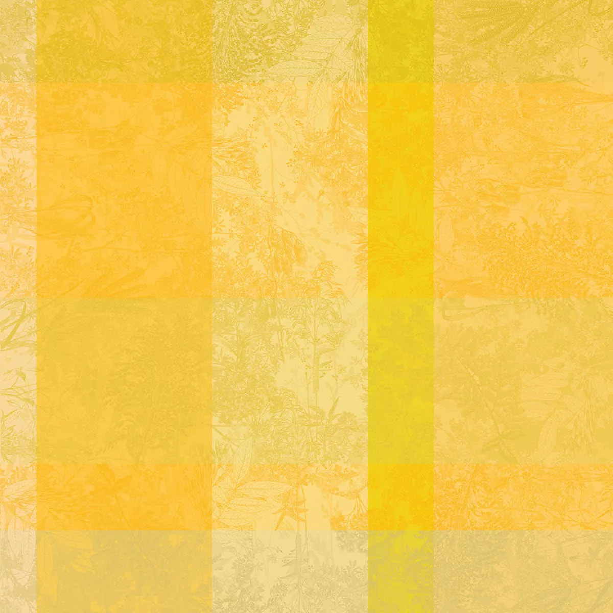 Nappe pur coton enduit motif jacquard jaune Mille esprit jardin solaire